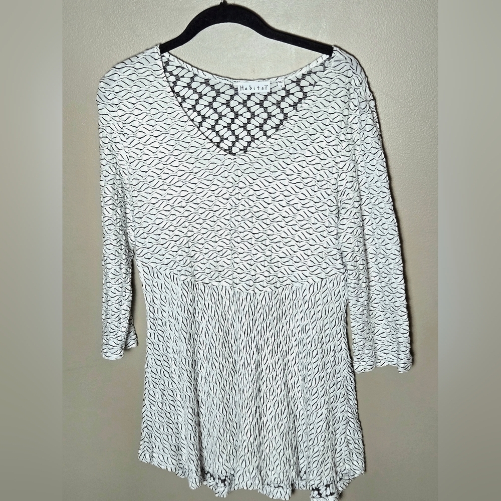Habitat Textured Boho Art To Wear Elevated Basic Peplum Tunic, Small